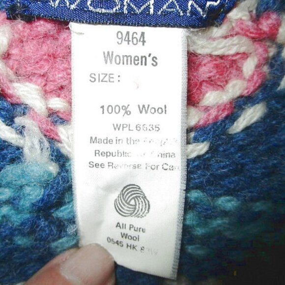 Vtg Woolrich Cardigan Womens Size S Wool Mock Neck Fair Isle Colorful Sweater EC - Picture 10 of 10